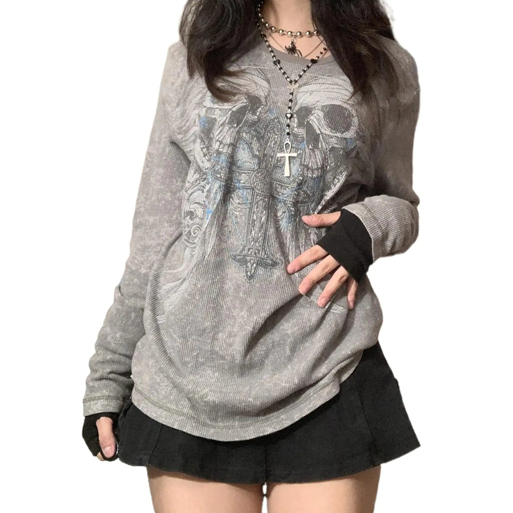 Women Y2k Fairy Grunge Shirt Vintage Graphic Print