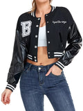 Varsity Crop Jacket - Women's Stitched Leather Bomber