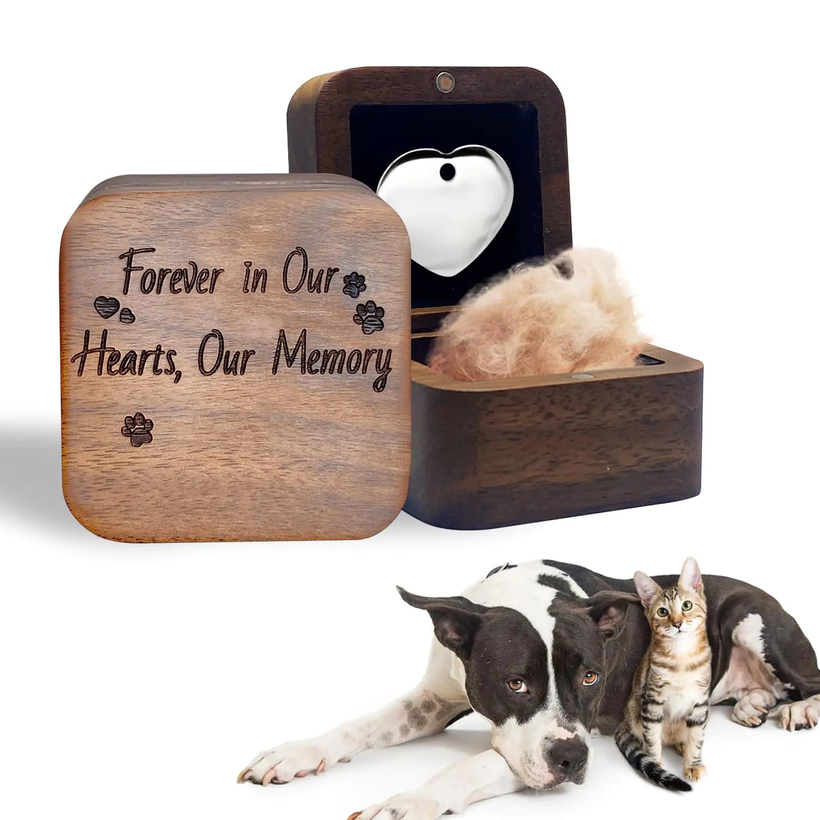 Pet Hair Keepsake Box Walnut Wood Pet Fur Keepsake Memorial Box