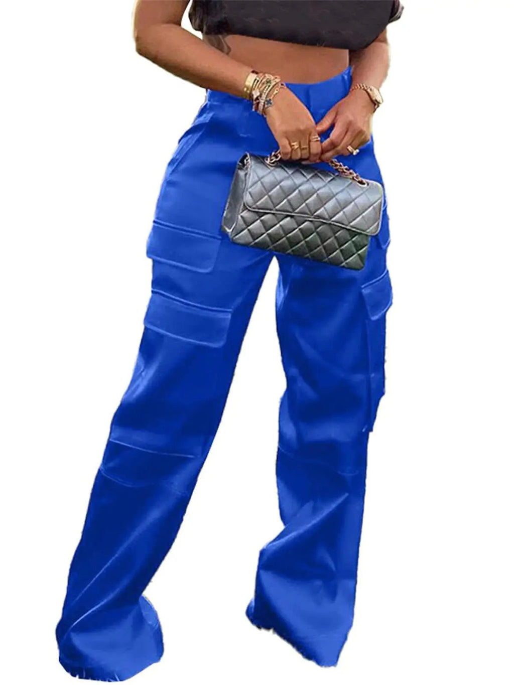 Satin Glide High-Waist Cargo Pants
