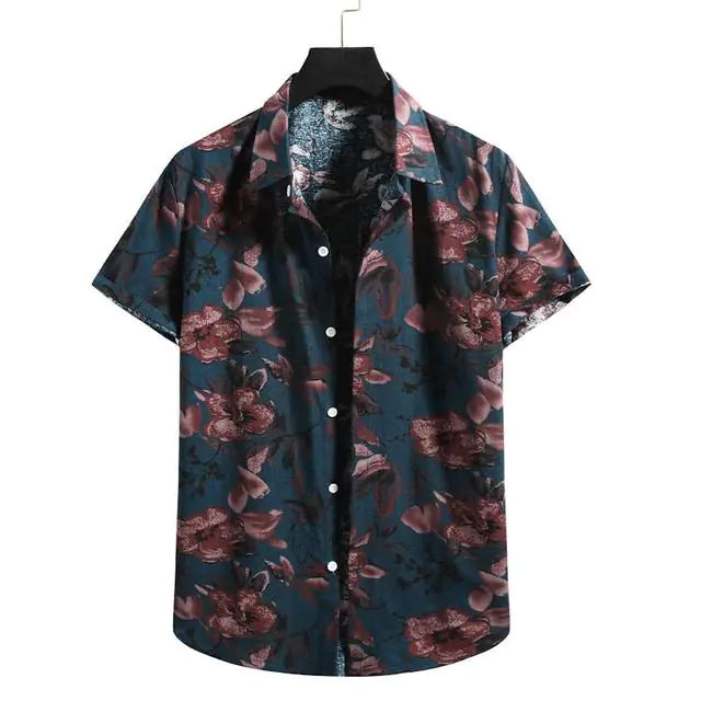Men's Summer Printed Cotton Tee - Hawaiian Style