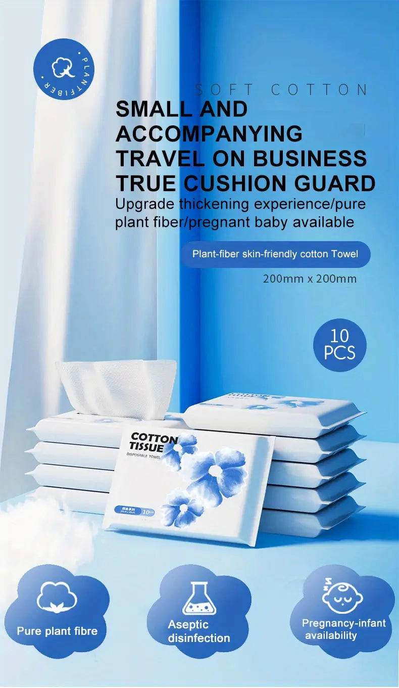 10 Pack Portable Pure Cotton Soft Towels for Travel