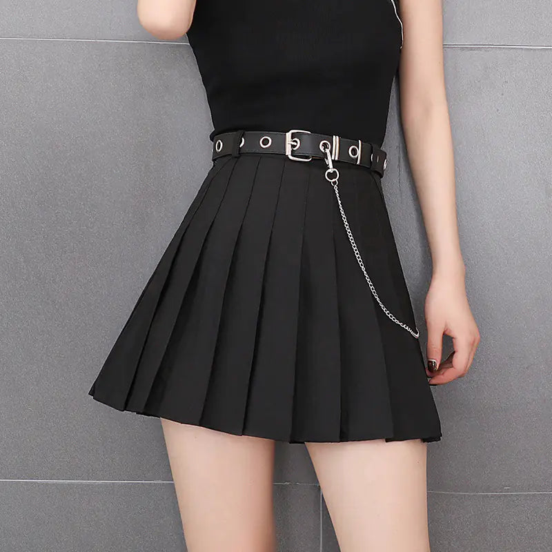 Punk Chic Pleated Mini Skirt