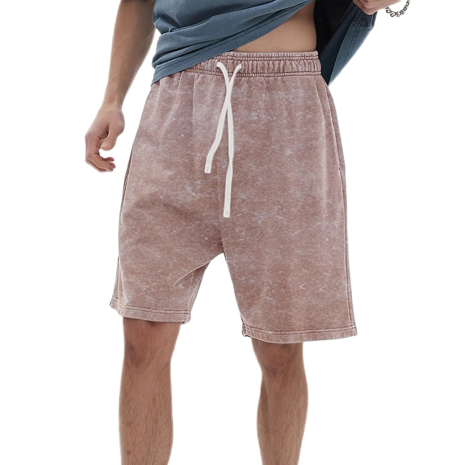 Bobeutou Mens Athletic Vintage Cotton Shorts Drawstring Summer Beach Elastic Waist Streetwear