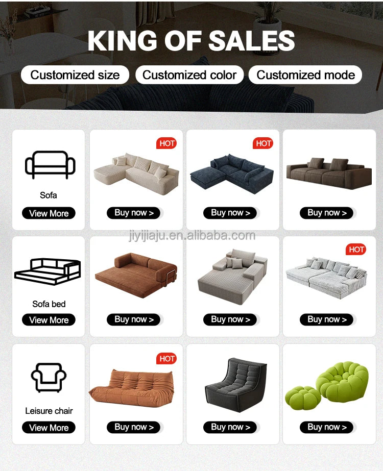 JIYI Boneless Sofa Cloud Style Vacuum Compressed Sofa Set For Modern Living Rooms
