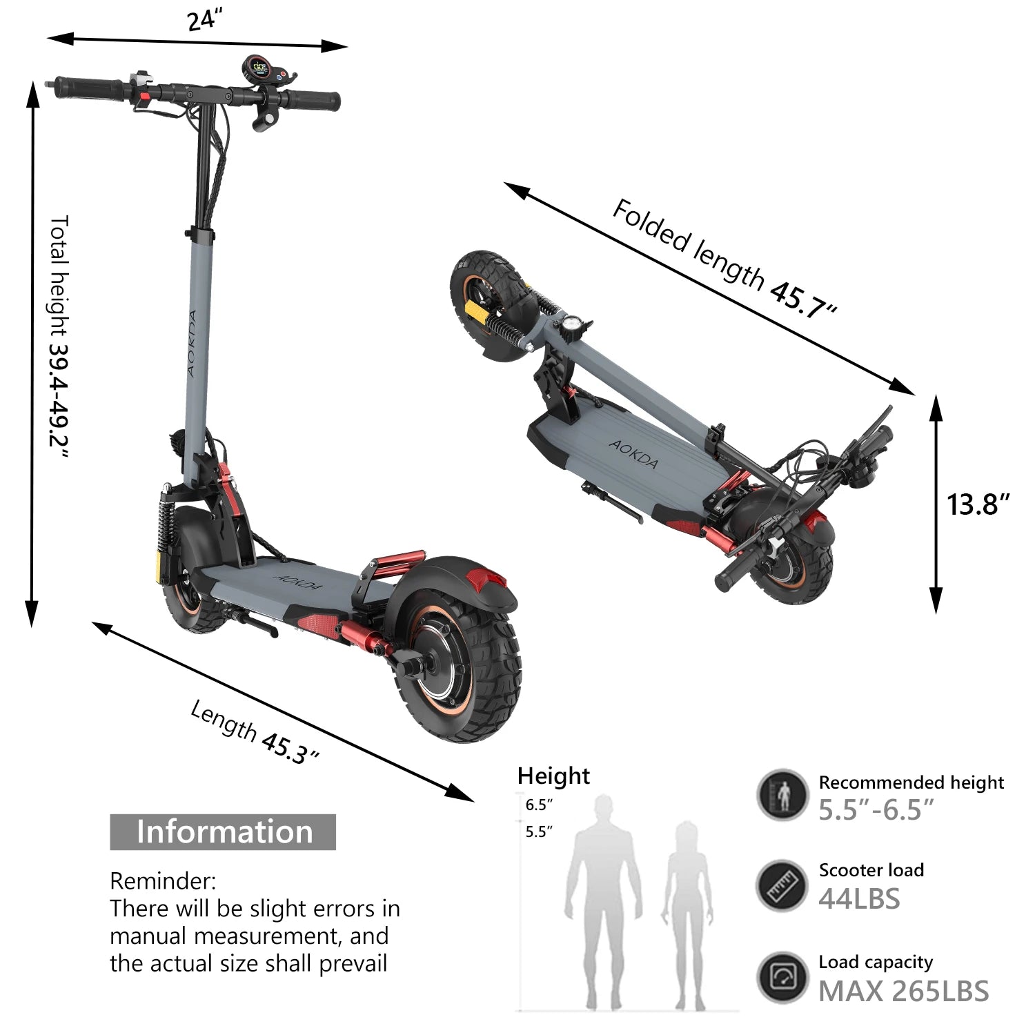 US EU Warehouse Two Wheels AOKDA A1 10" Inch 48V 800W 12.5ah 150kg All Terrain Electric Scooter Powerful E Scooter