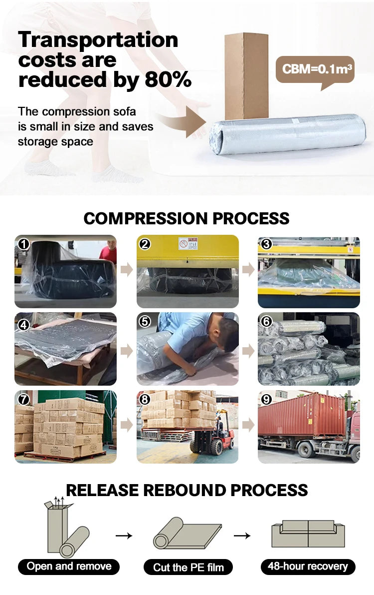 JIYI Boneless Sofa Cloud Style Vacuum Compressed Sofa Set For Modern Living Rooms