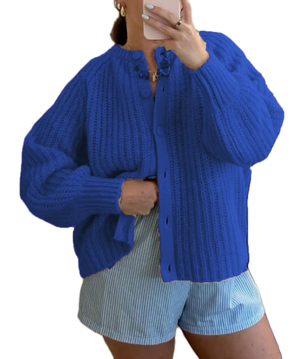 Women Button Down Cardigan Sweater Long Sleeve Chunky Cardigan Top
