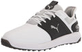 PUMA Golf Mens Ignite Elevate Golf Shoe Puma White-Puma Black-Metallic Silver 9.5
