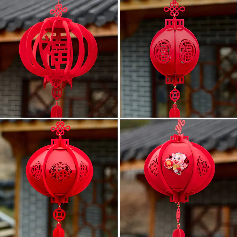 New Year Red Lanterns, Eco-Friendly Felt Decorations