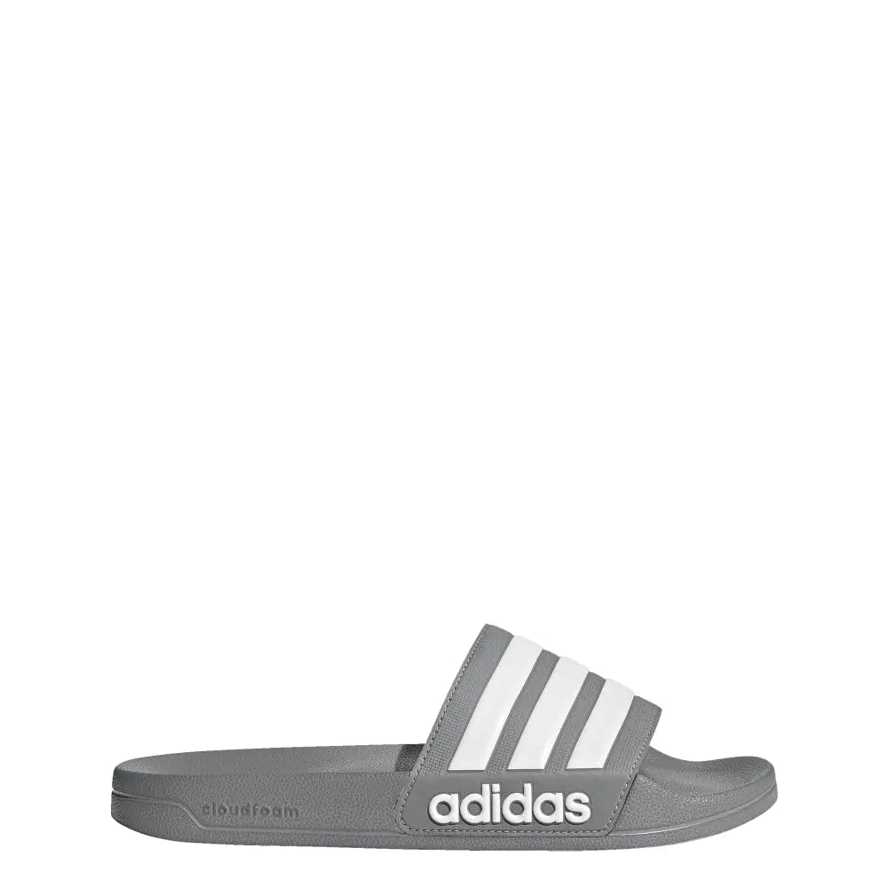 adidas Mens Adilette Shower Slides Grey/White/Grey 5