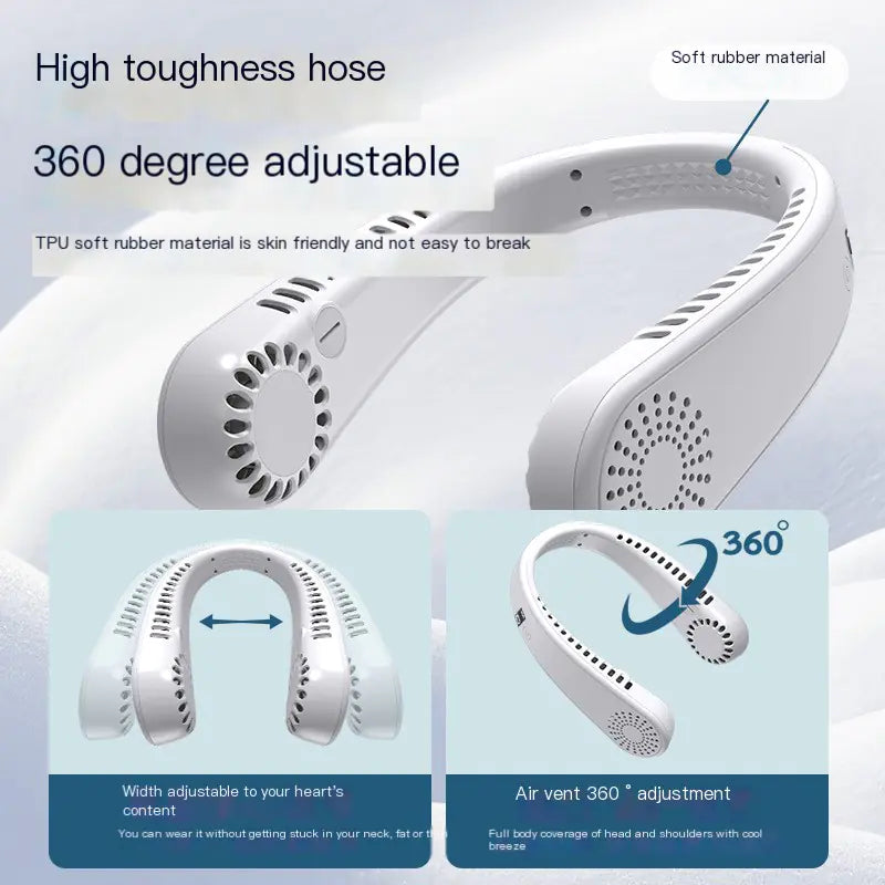 USB Rechargeable Mini Neck Fan for Sports and Travel