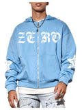 GORGLITTER Mens Y2K Graphic Hoodies Zip Up