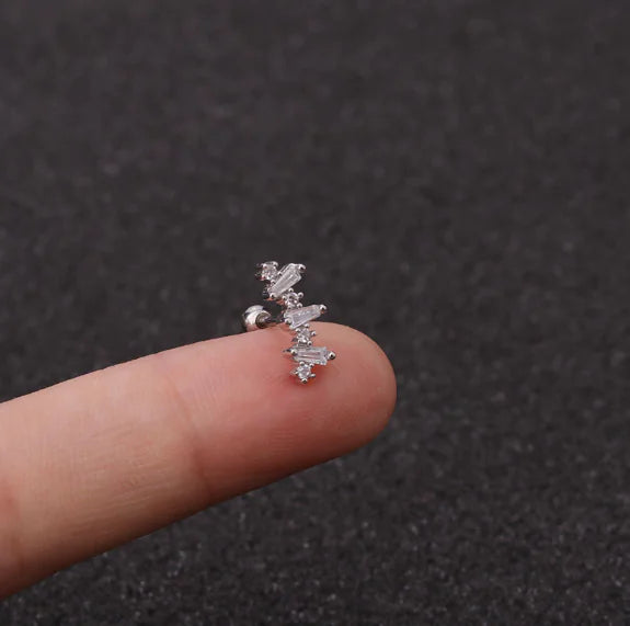 Stainless Steel Star Zirconia Screw Earrings (Pierced)