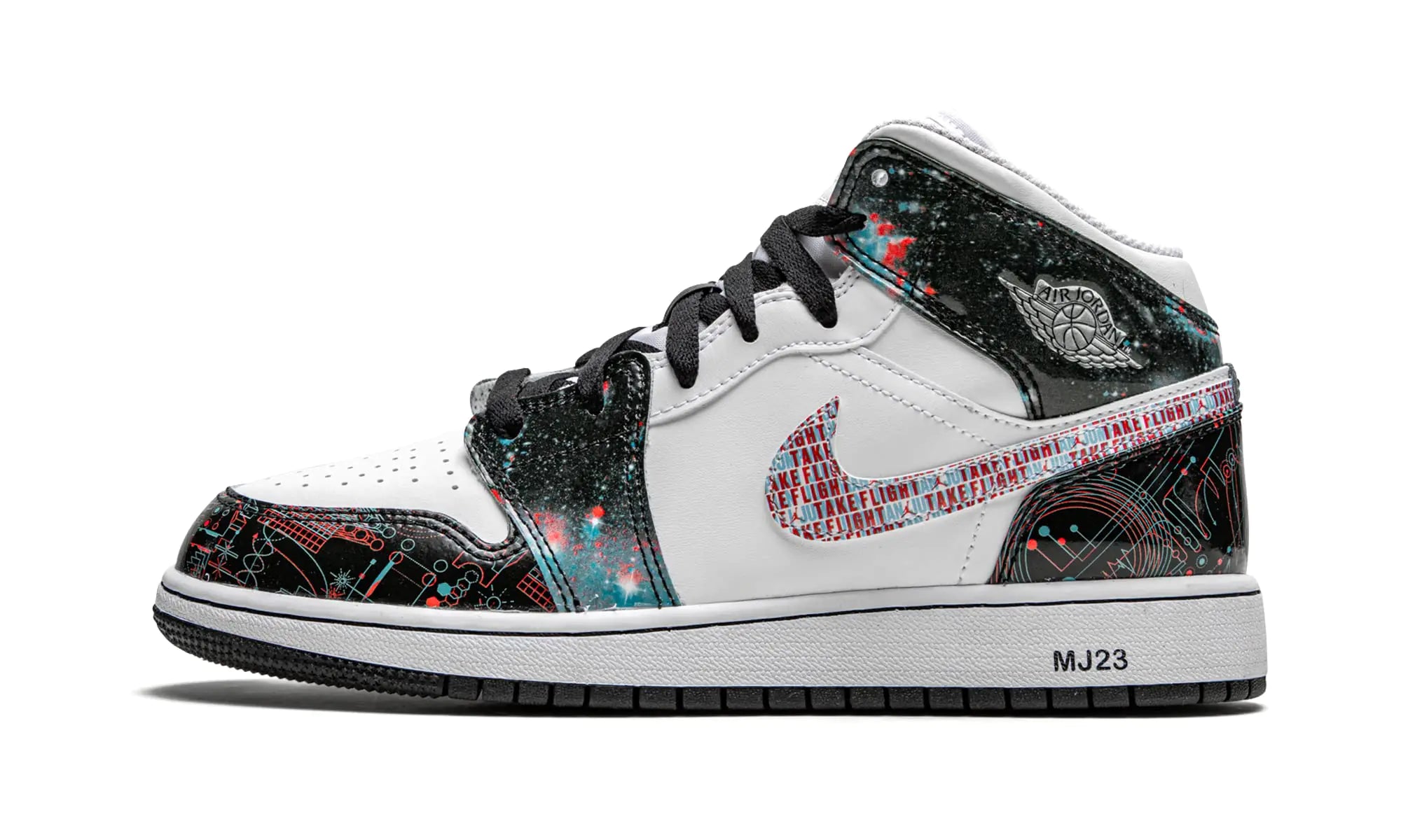 Nike Youth Air Jordan 1 Mid Se GS White/Bright Crimson-blue Hero 4 Big Kid