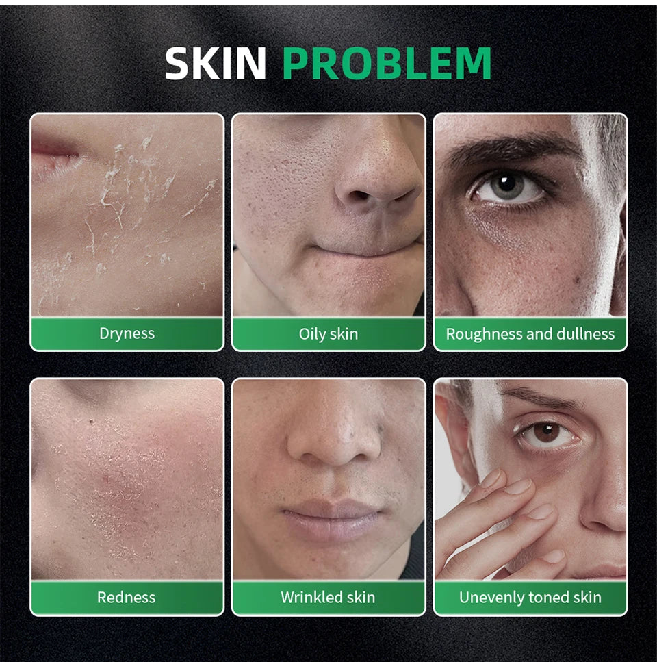 Lakerain Skin Care for Men Kit Oil Control Skin Firming Increase Hydrate Deep Cleaning Face 7 PCS Per Set Travel Skin Care Kit