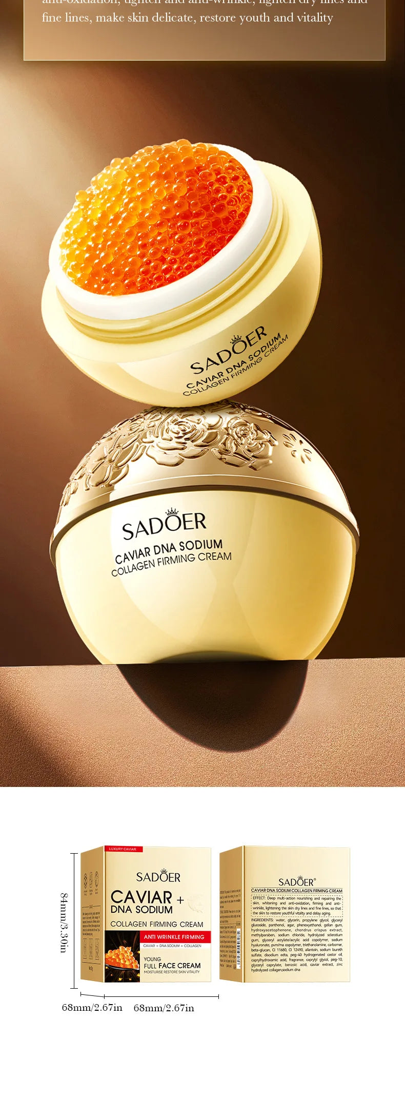 Anti-Wrinkle Face Cream Collagen Pearl Firming Lift Fade Fine Lines Caviar Moisturizing Smooth Brighten Korean Skin Care Product