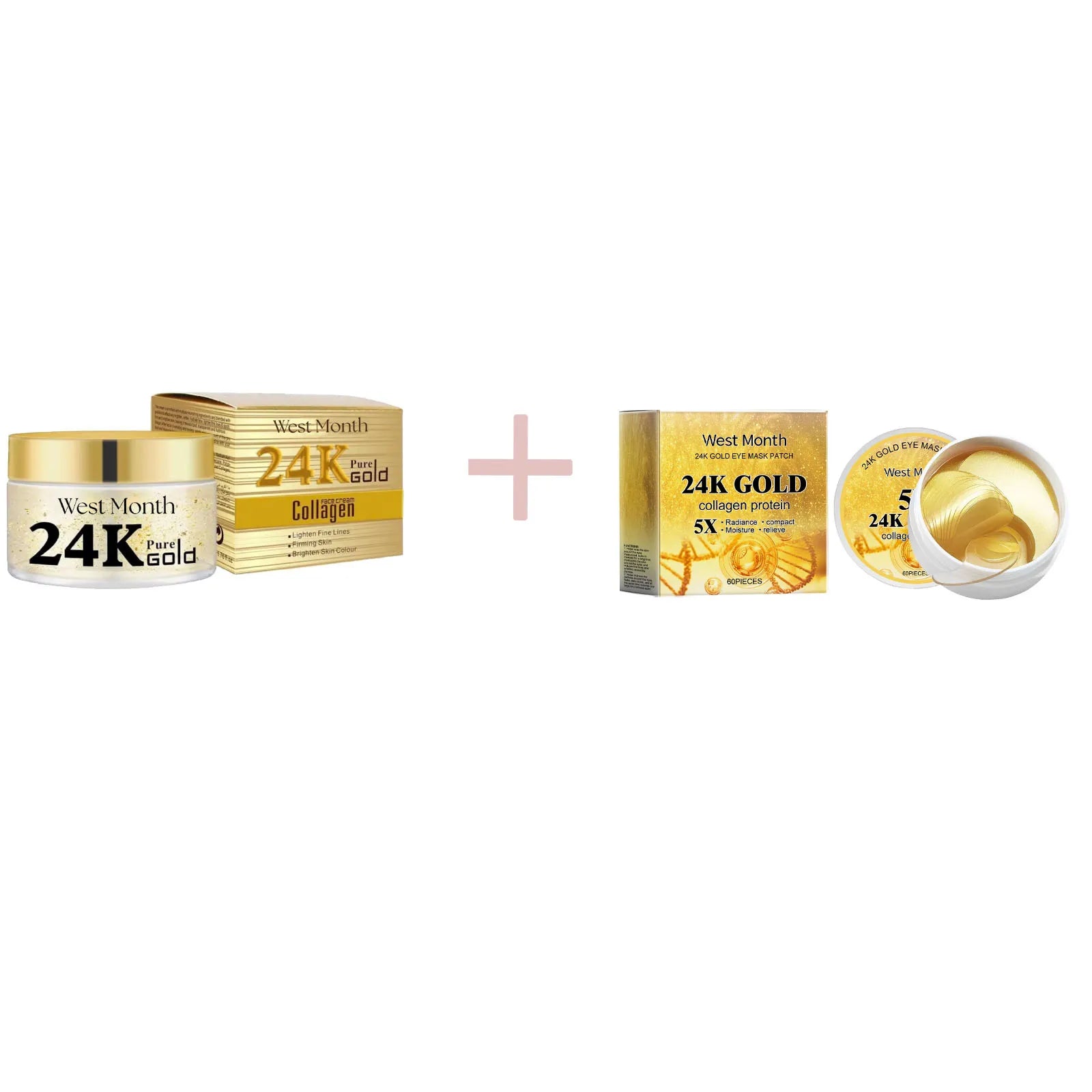 24k Gold Facial Skin Care Set Anti Wrinkle Fade Dark Circles Firming Moisturizing Repairing Eye Mask Essence Korean Cosmetics