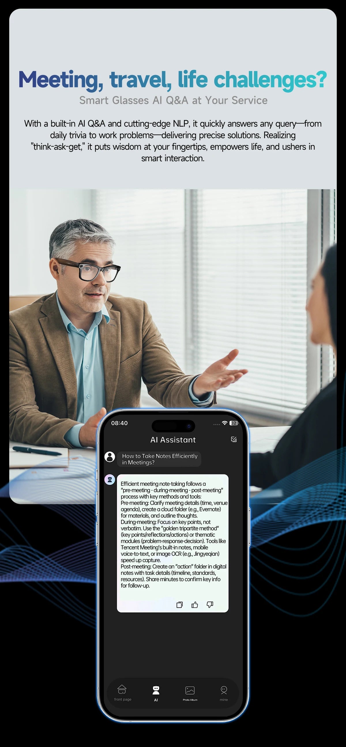 2025 Smart Glasses 32GB Memory with Camera Sunglasses Mini Camera Video Translation Bluetooth Call Anti-blue Glasses Man Women