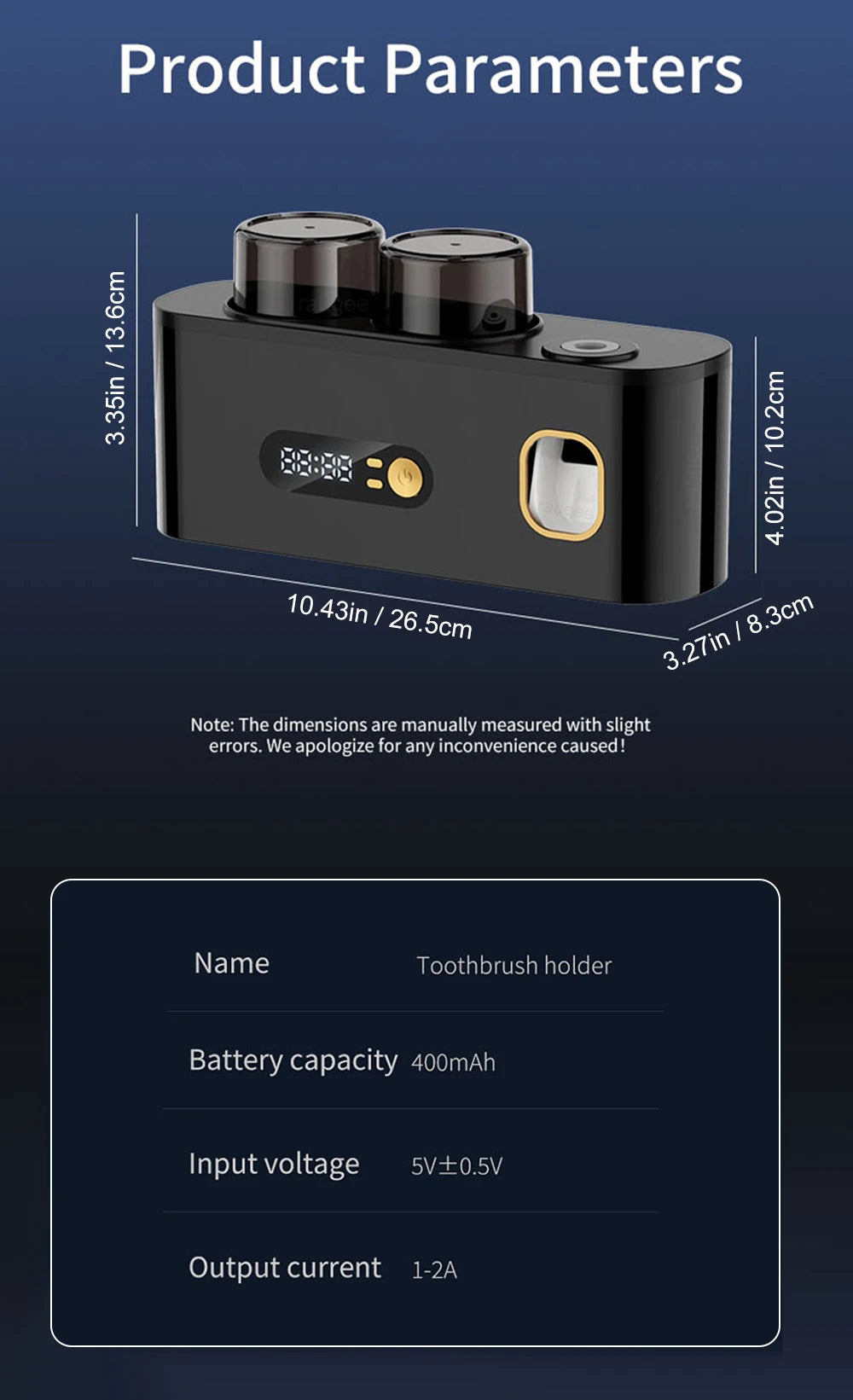 Portable Toothbrush Sterilizer Wireless Toothbrush UV Sterilization Rechargeable Wall Mounted Electric Toothbrush Dryer Holder