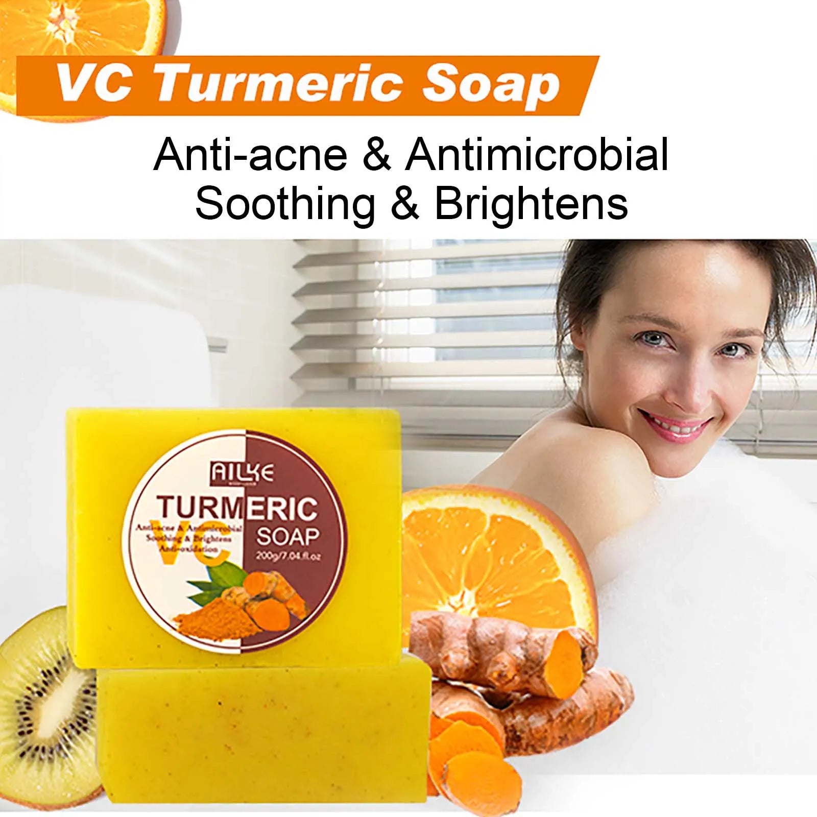 AILKE Organic Turmeric Whitening Skin Care Set, with Vitamin C, Clean Skin, Reduce Acne, Hydrating and Firming for Women