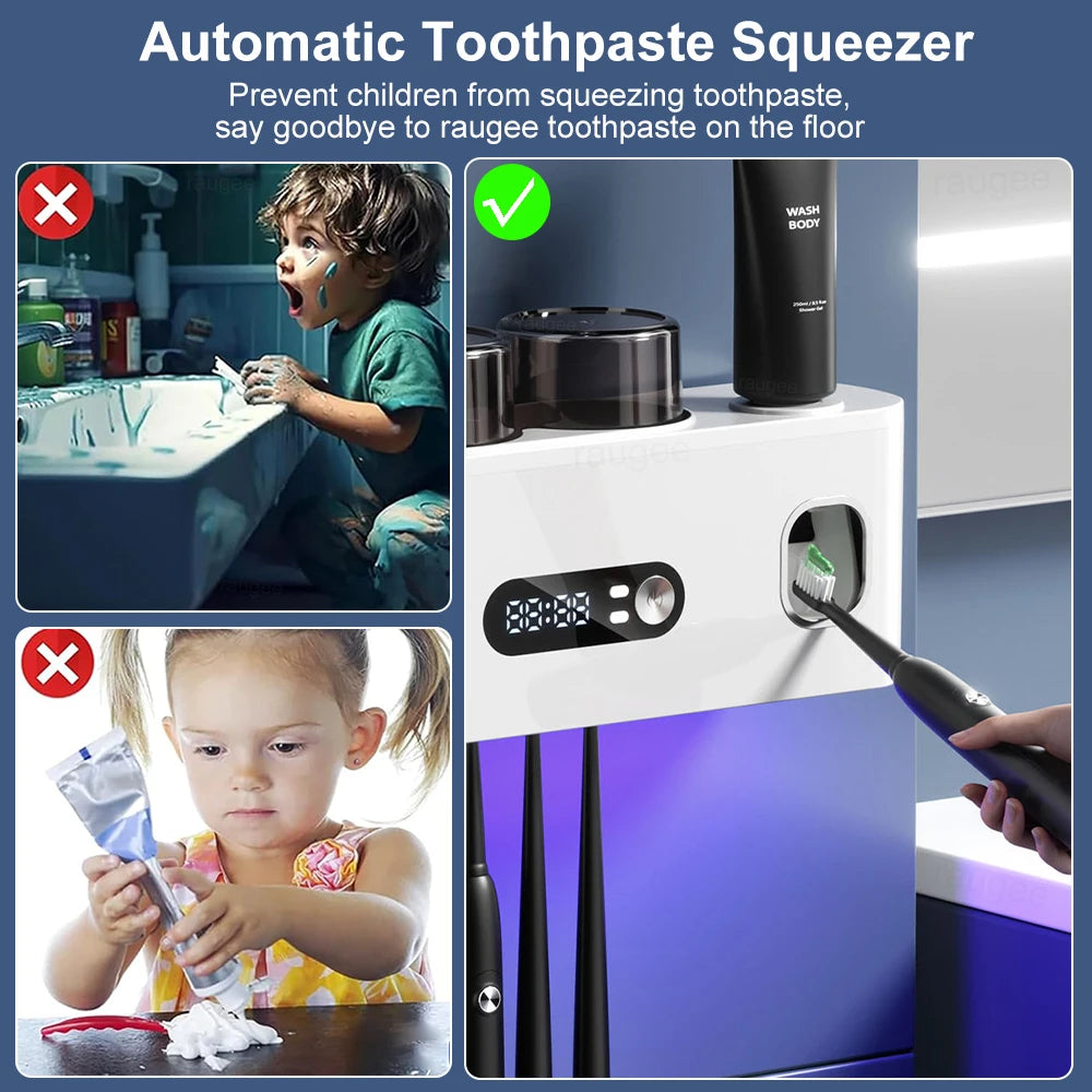 Portable Toothbrush Sterilizer Wireless Toothbrush UV Sterilization Rechargeable Wall Mounted Electric Toothbrush Dryer Holder