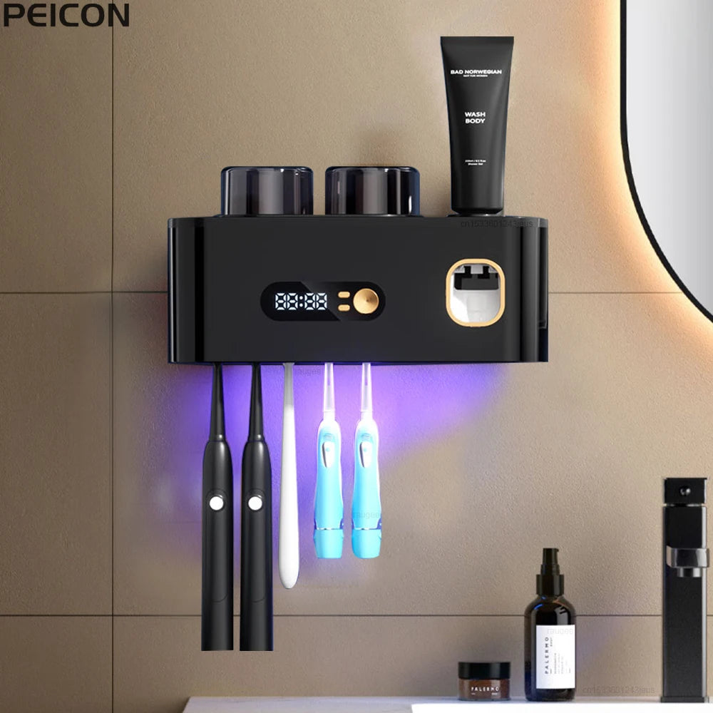 Portable Toothbrush Sterilizer Wireless Toothbrush UV Sterilization Rechargeable Wall Mounted Electric Toothbrush Dryer Holder