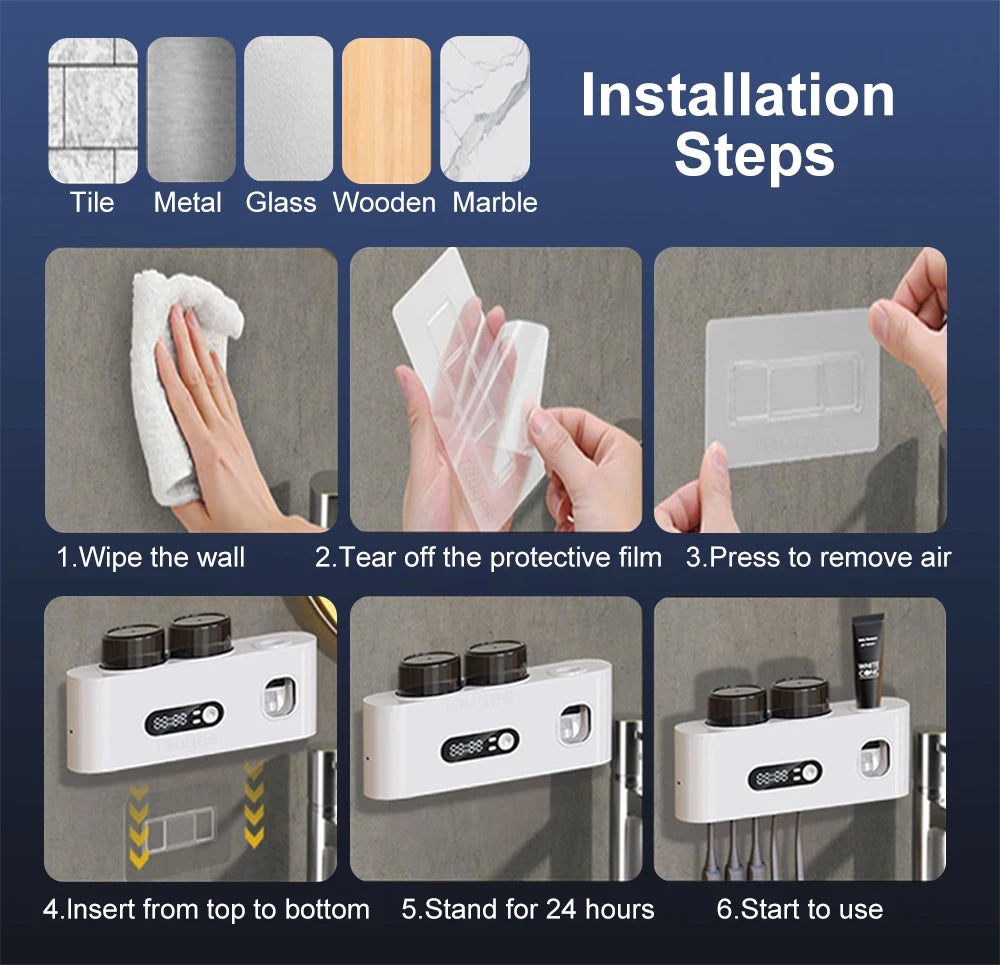 Portable Toothbrush Sterilizer Wireless Toothbrush UV Sterilization Rechargeable Wall Mounted Electric Toothbrush Dryer Holder