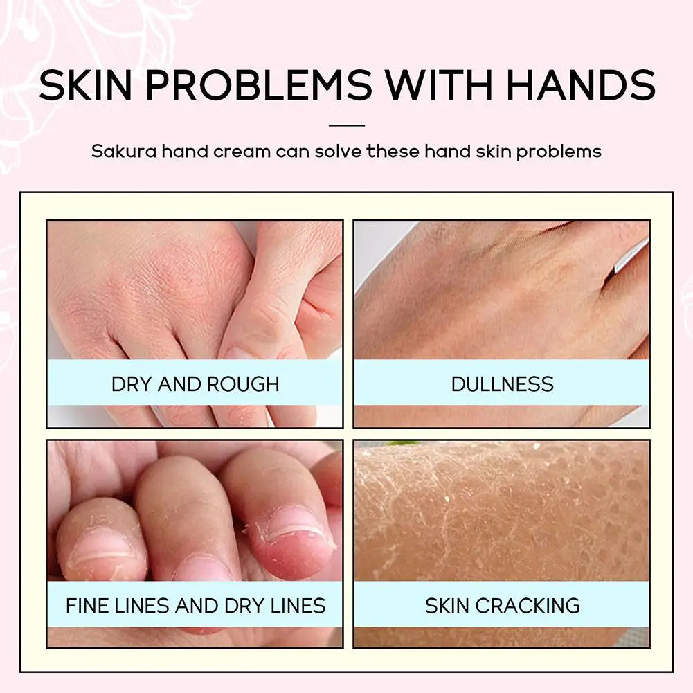 Collagen Sakura Hand Cream Skin Soften Nourish Anti-drying Deep Moisturizing Skin Care Cracked Repair Products