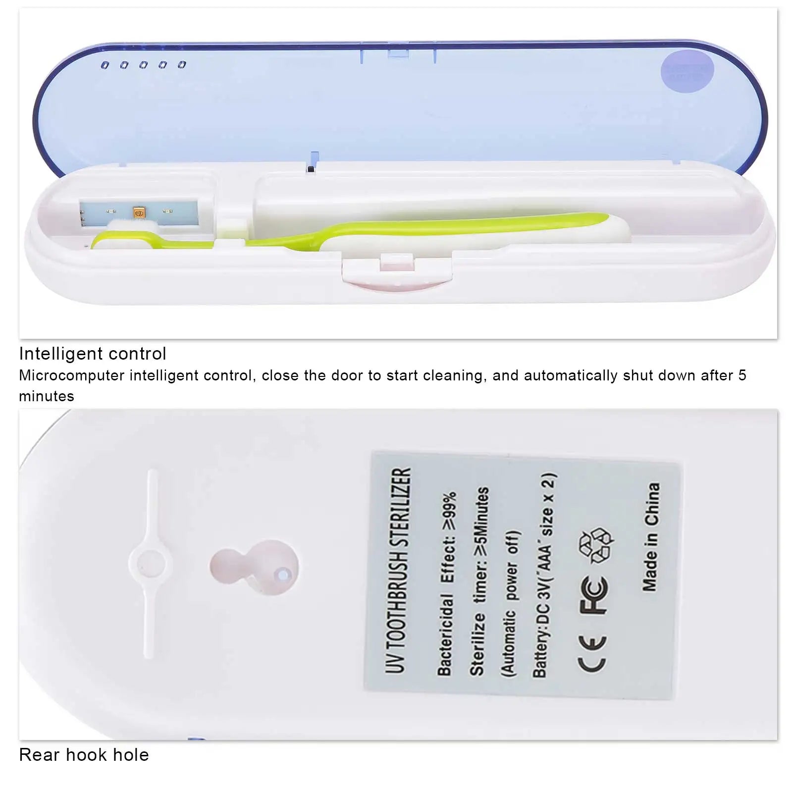 Toothpaste Cleaner ZL‑08L UV LED Toothbrush Holder Cleaner ABS Portable Ultraviolet Toothpaste Cleaner