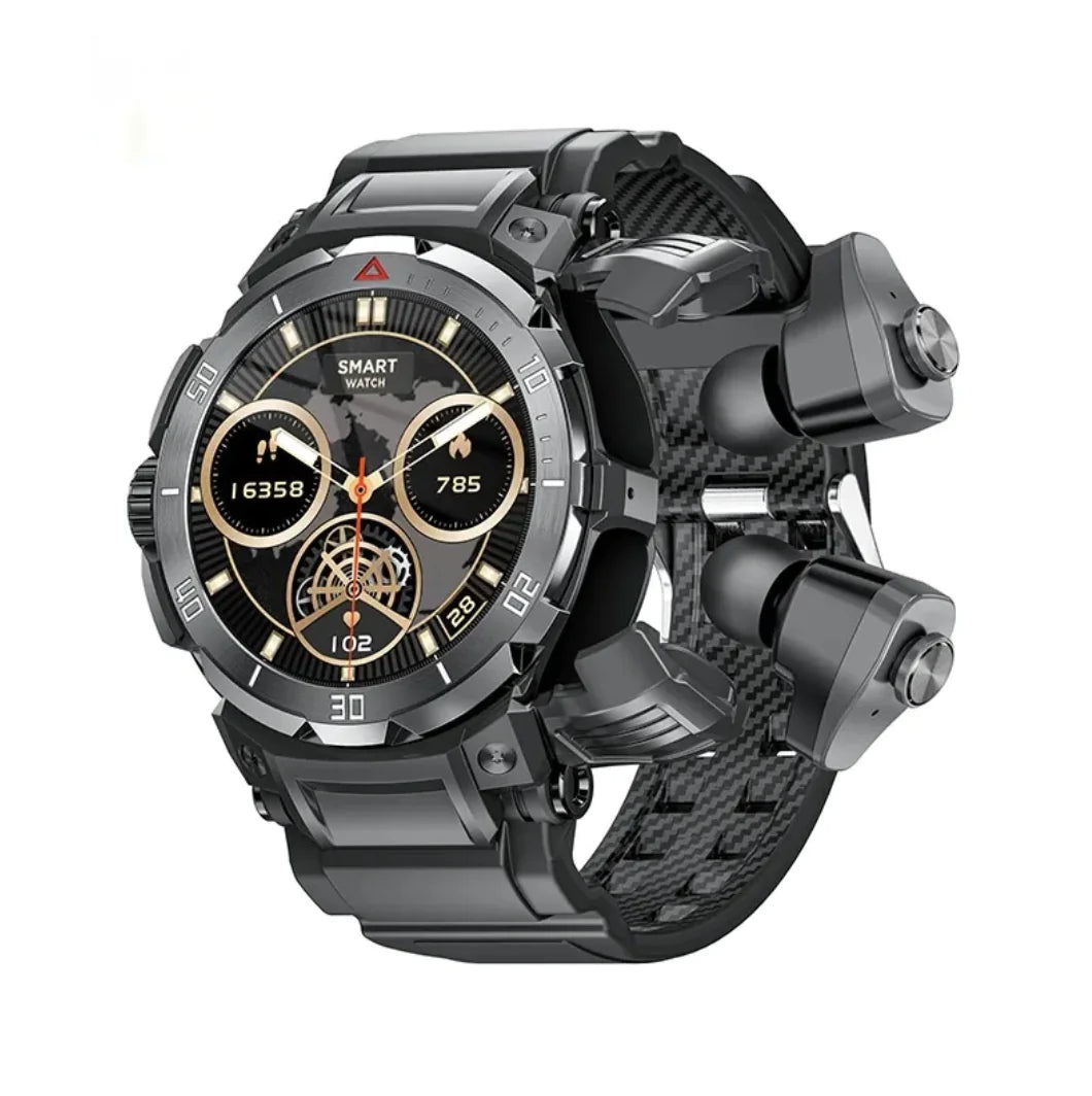 SyncWatch with Integrated Earbuds