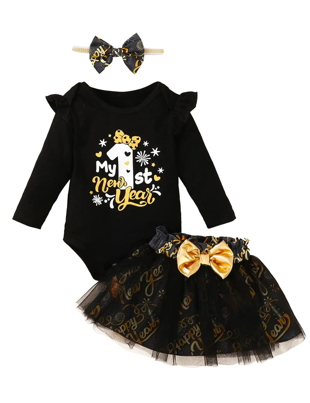 BIRTHDAY SHARK Baby Girl My 1st New Year Outfit Newborn Girl