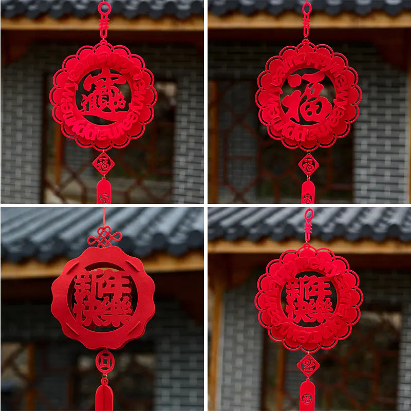 New Year Red Lanterns, Eco-Friendly Felt Decorations