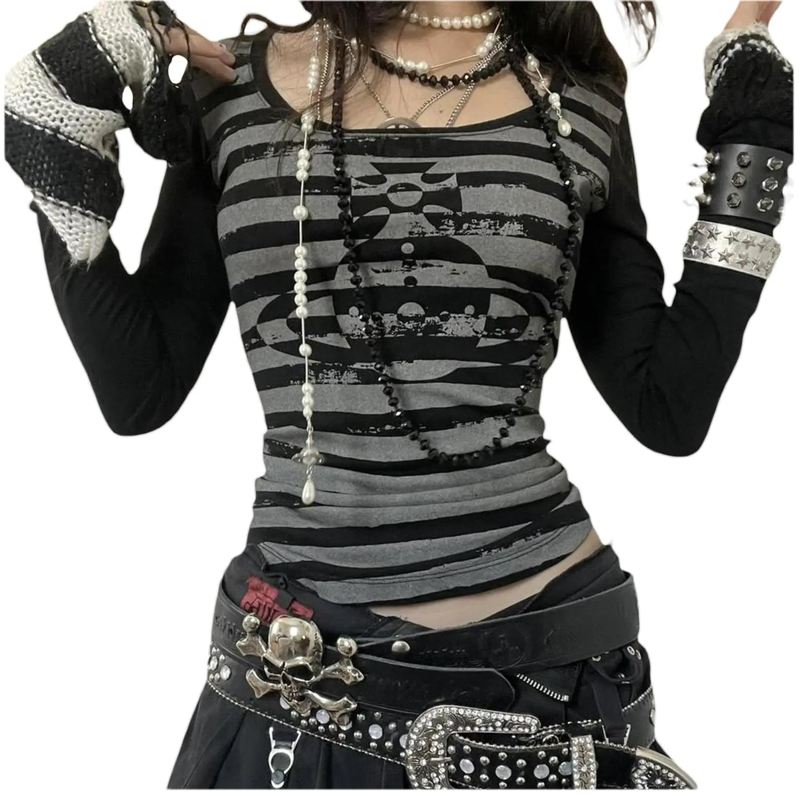 Lucakuins Women Y2k Long Sleeve Tops Fairy Grunge Graphic Tee Shirts