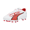 PUMA Mens Ultra Play Firm Artificial Ground Soccer Cleats PUMA Mens White-PUMA Mens Black-Fire Orchid 11