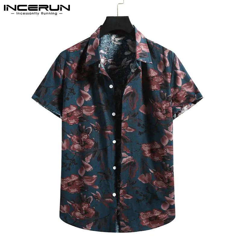 Men's Summer Printed Cotton Tee - Hawaiian Style