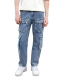 LOGEQI Mens Baggy Hip Hop Jeans Wide Leg Cargo Jeans for Men
