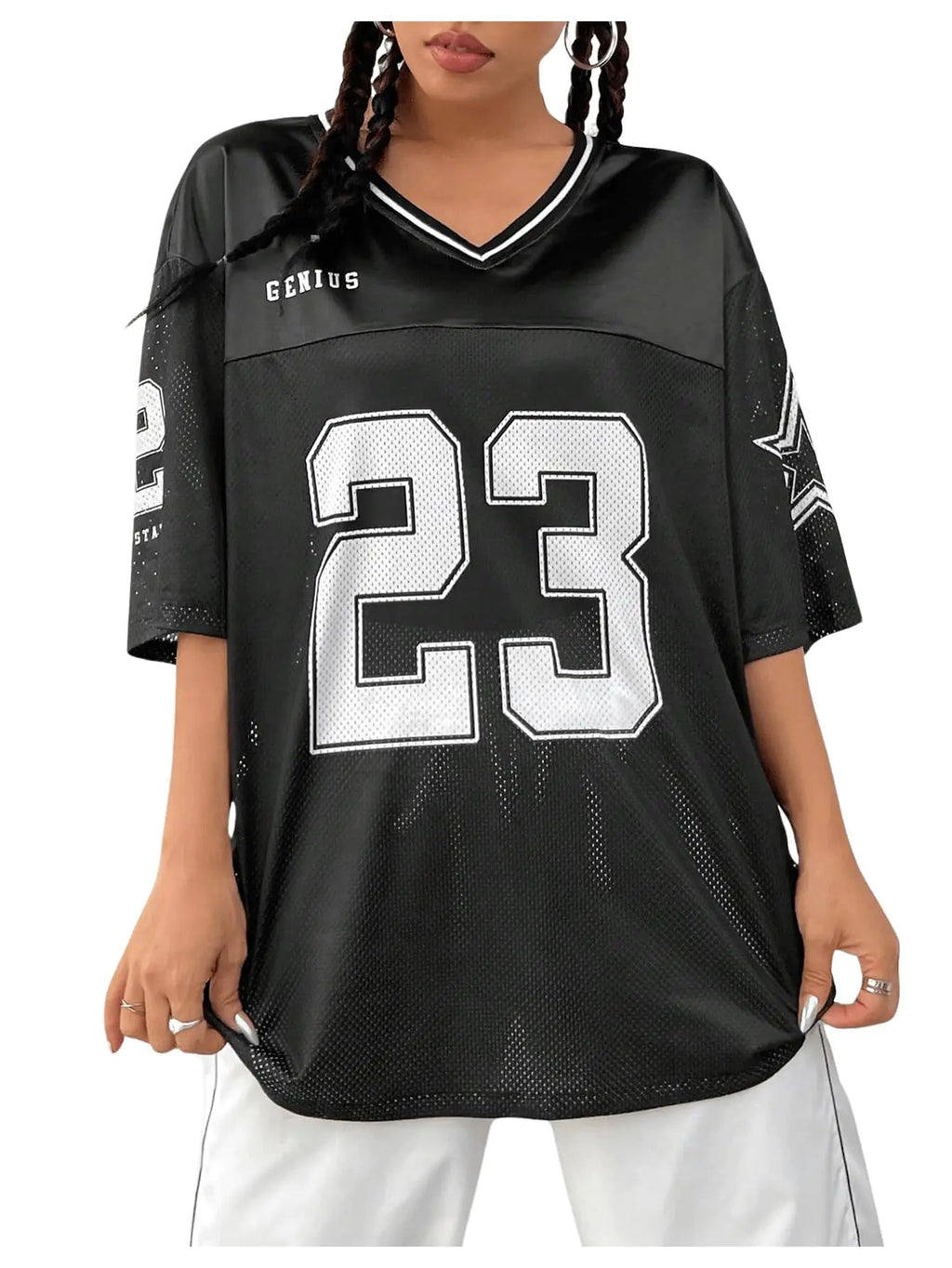 Verdusa Womens Jersey Shirts Graphic Tees Oversized Streetwear