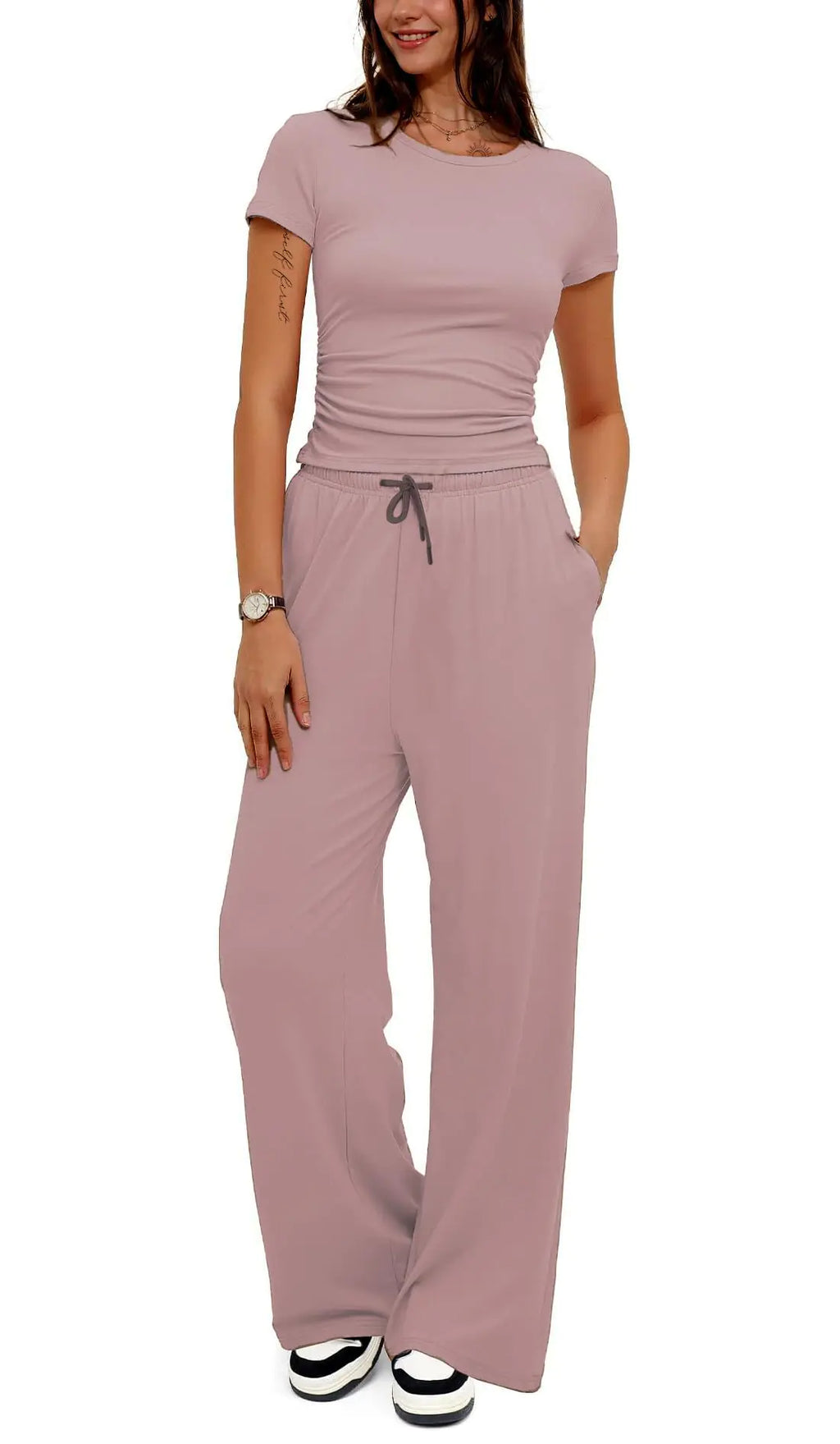 LICOBOD Comfy vacation travel biker Lounge sets 2 piece outfits for women