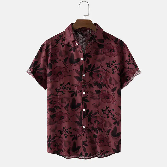 Men's Summer Printed Cotton Tee - Hawaiian Style