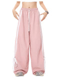 Striped Bow Tie Track Pants - Pink XS