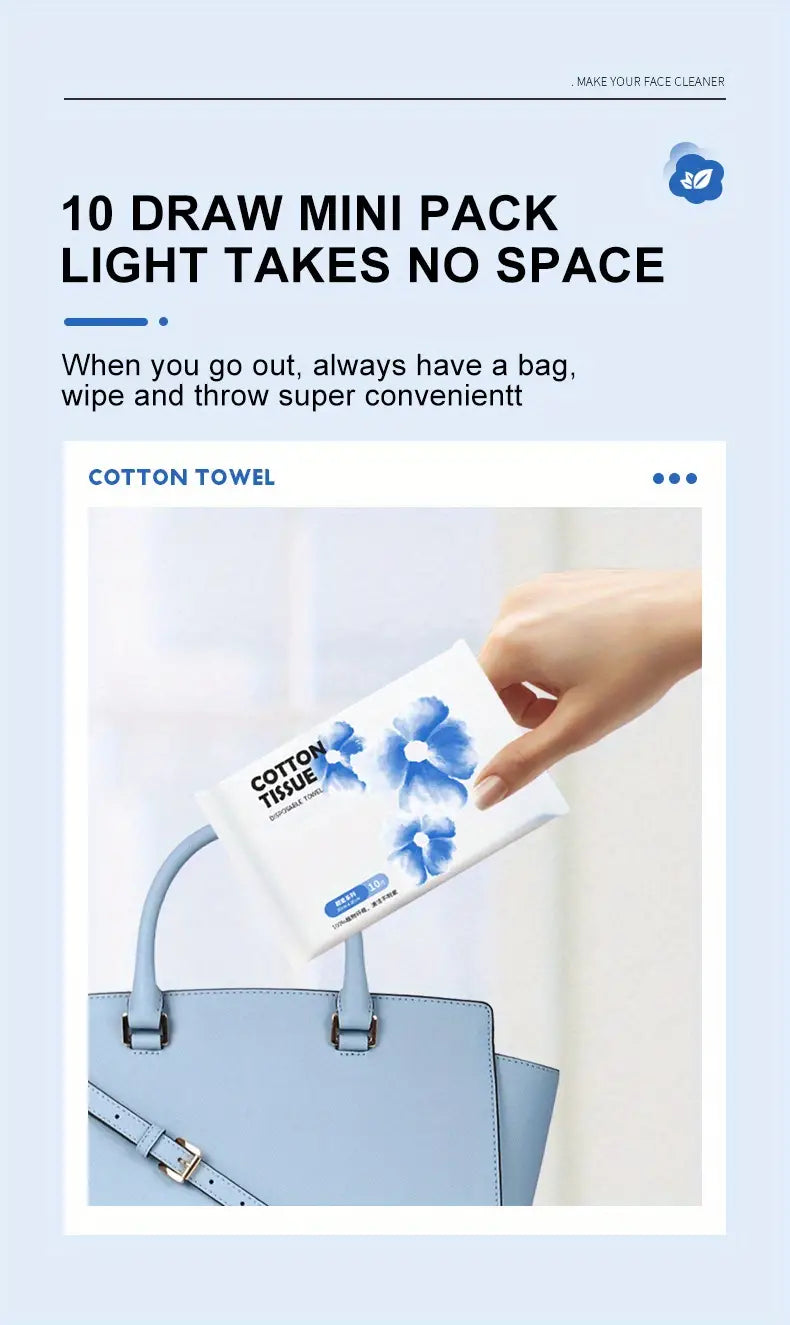 10 Pack Portable Pure Cotton Soft Towels for Travel