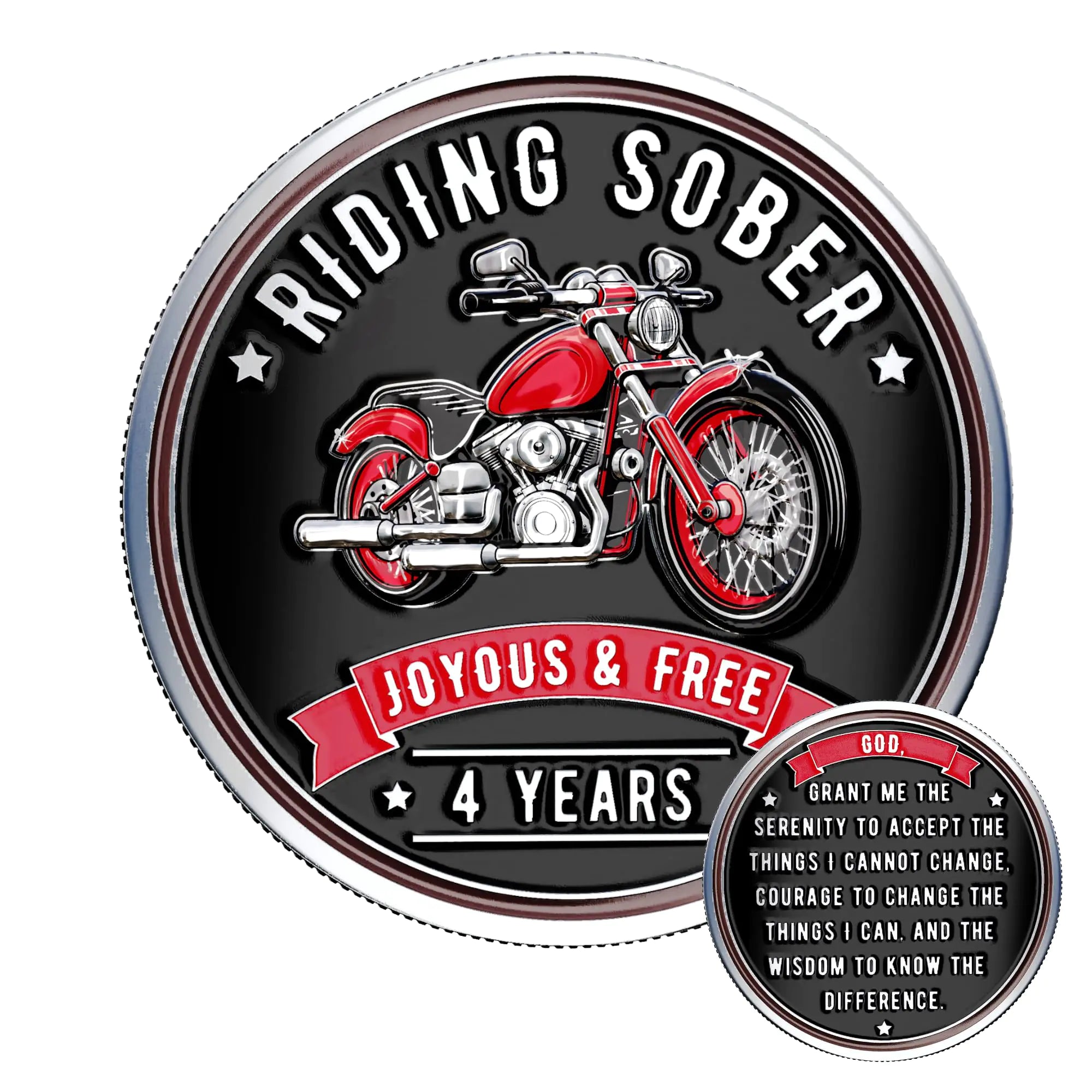 MilestoneMint 4 Year Sobriety Coin - Riding Sober AA Medallions