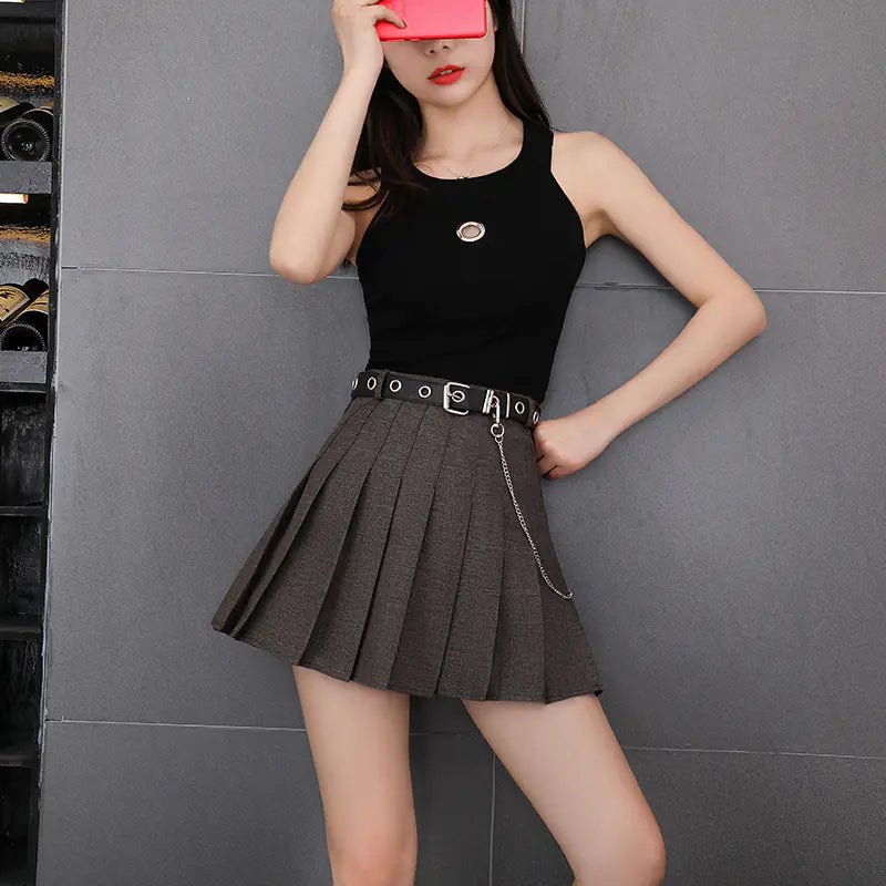 Punk Chic Pleated Mini Skirt