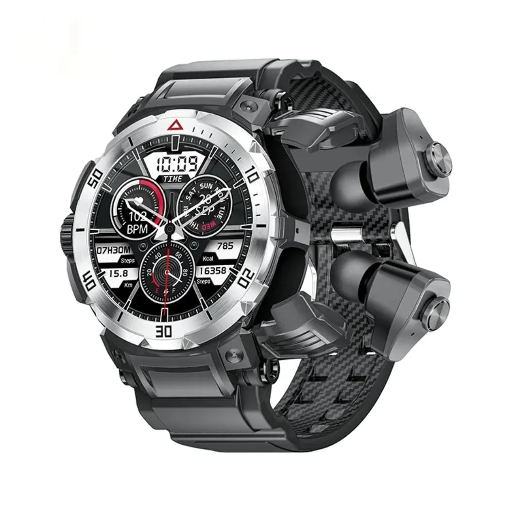 SyncWatch with Integrated Earbuds