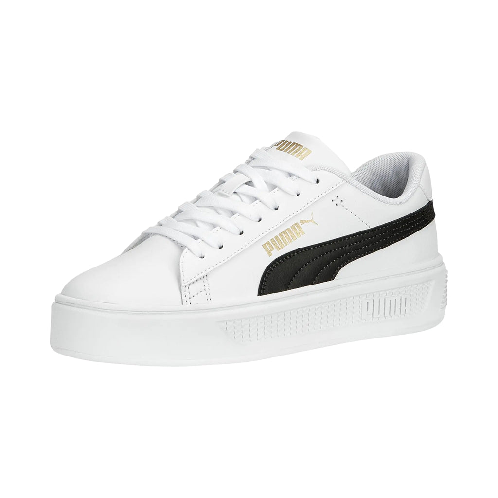 PUMA Womens Smash Platform V3 Sneaker PUMA Womens White-PUMA Womens Black-PUMA Womens Gold 10.5