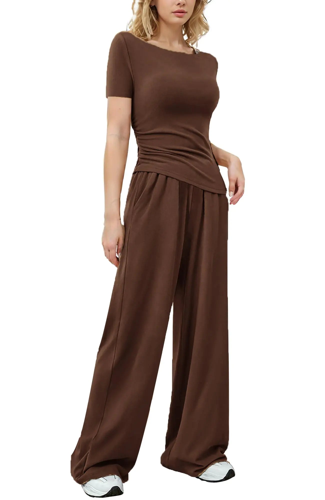 vyolu Womens Asymmetrical 2-Piece Lounge Set