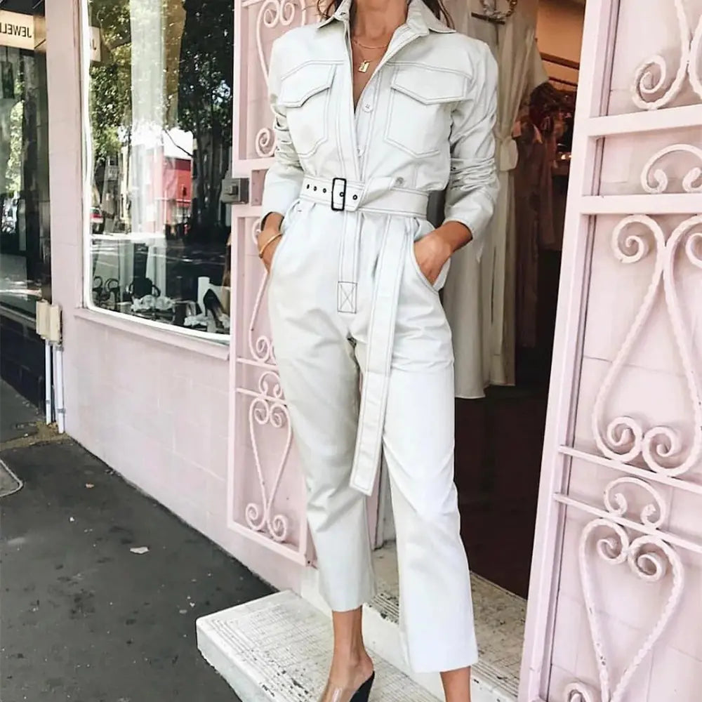 Women's Chic Long Sleeve Cargo Romper