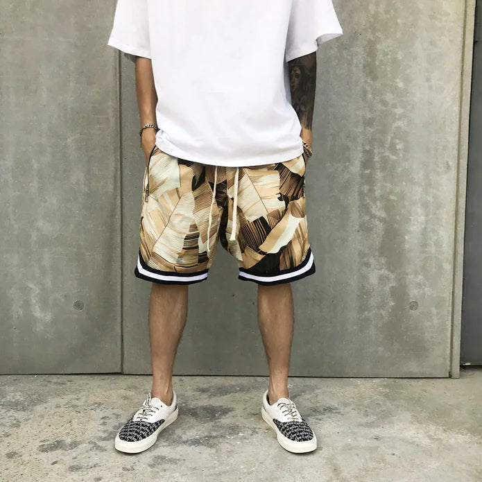 Retro Floral Streetwear Shorts for Men (Hip Hop Style)