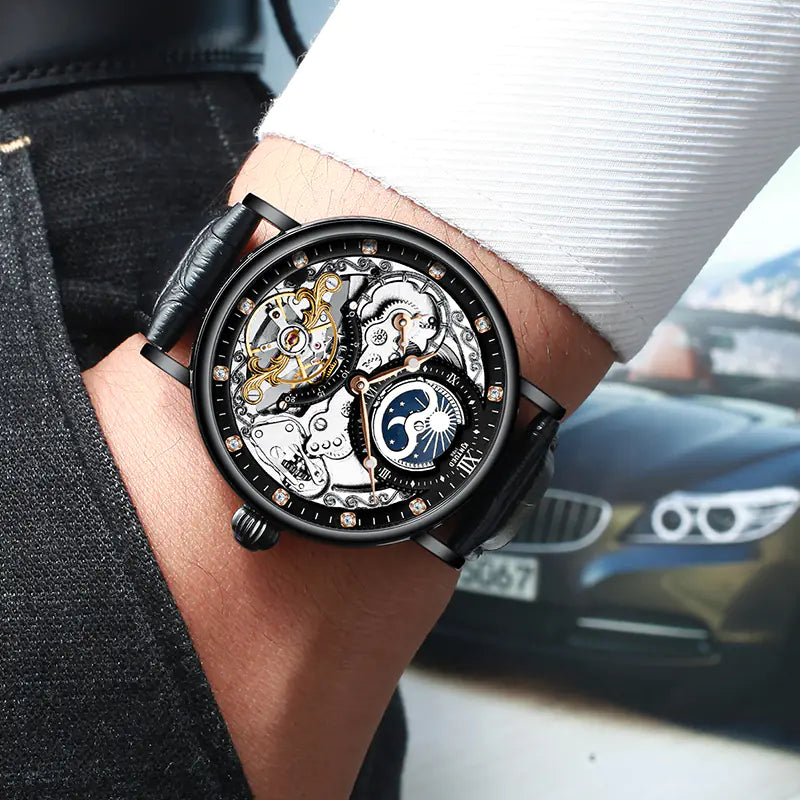 Swiss Mechanical Watch, Waterproof Dual Time, Men's Watch